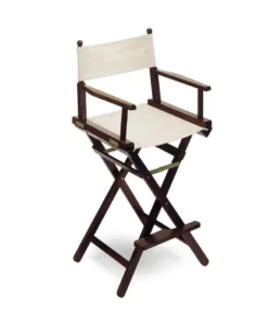 “Aurenvale Grand Seat – tall luxury director’s chair with dark beechwood frame and natural canvas seat, displayed against a white background.”